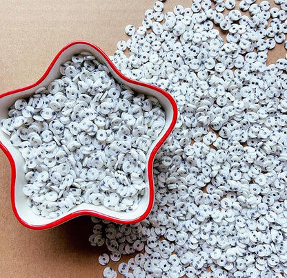 3000Pcs Clay Beads Flat Round Polymer Bead Vinyl Heishi Beads Flat Round Polymer Bead for Jewelry Making Necklace Bracelet (23-White+Grey)