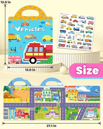 Reusable Sticker Book for Toddlers 2-4 Years, Stickers for Kids, Toddler Craft Activities, Toddler Travel Toys Ages 2+ Boy Girl Birthday Gifts