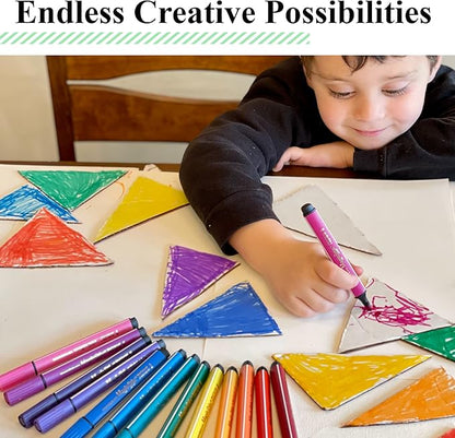 The Pencil Grip Magic Tri Stix, Non-Toxic and Washable Markers For Kids, 48 set, 36 Rainbow + 12 Global Skin Tone Markers, TPG-390