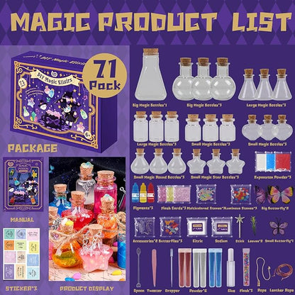 KIDDYCOLOR Magic Potion Kit for Kids - 22 Mixed Fairy Potion Bottles, Art Craft & Decoration Toys for Girls Ages 6 7 8 9 10 12+ Year Magical Workshop Kit for Boys Girls Birthday Party Gift, Christmas