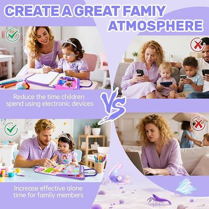 Toddler Busy Board Montessori Toys for Girls Birthday Gift, Sensory Busy Book Educational Learning Activity Board for Toddler Girls, Travel Activities Toys for Airplane Car