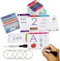 THINK2MASTER Premium 186 Laminated Alphabet, Sight Words & Phonics Flash Cards for Pre K & Kindergarten. (Bonus: 2 Dry Erase Markers, 5 Rings). Learn to Read, Write, Count, Add & Subtract Numbers.