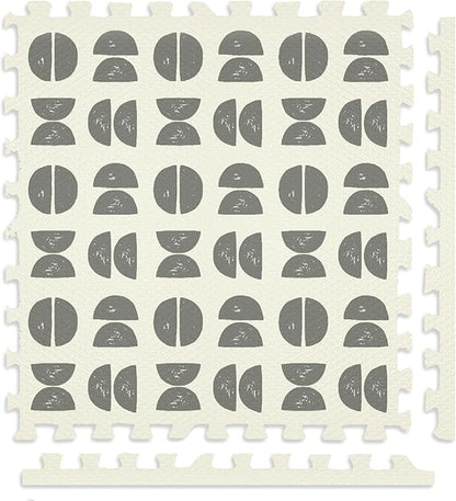 Play Platoon Non-Toxic Large Kids Mats for Floors, 9 Tile 72 x 72 inch, Extra-Thick Interlocking Tiles, 24 x 24 in. Puzzle Mat Pieces with Border, Neutral Playmat Rug for Toddlers & Children