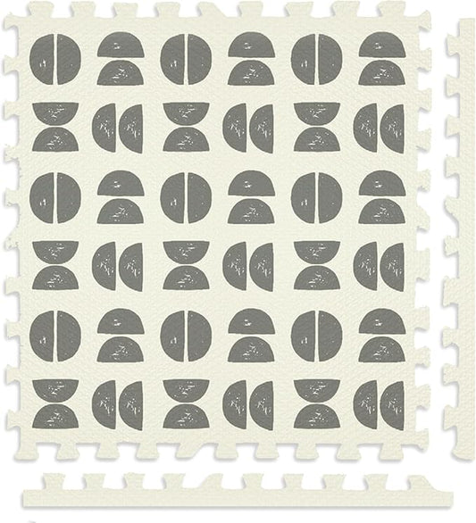 Play Platoon Non-Toxic Large Kids Mats for Floors, 9 Tile 72 x 72 inch, Extra-Thick Interlocking Tiles, 24 x 24 in. Puzzle Mat Pieces with Border, Neutral Playmat Rug for Toddlers & Children