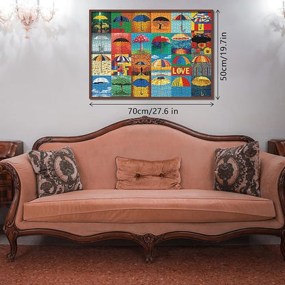 Colorful Umbrella Puzzles 1000 Piece for Adults, Art Jigsaw Puzzles Painting Puzzle 1000 Piece for Adults, Collage Funny Rainbow Puzzles As Home Decor