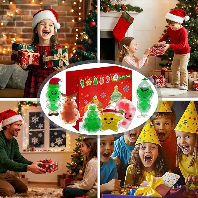 Christmas Squishy Stress Balls Fidget Toys – Sensory Stress Relief Squishy Fidget Toys ,Party Favors for Kids 4-8 8-12, Christmas Stocking Stuffers, Classroom Rewards, and Gift Bag Fillers (42PCS)