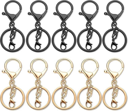 10 Pack a Set Metal Lobster Claw Clasps and Key Rings, Key Chain Accessories, Keychain Making kit for Keys, Art Crafts, Jewelry Making, Light Gold - Gunmetal