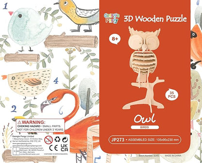 Georgie Porgy 3D Wooden Puzzles for Kids Toys Construction Woodcraft Kits DIY Model Puzzle Kits Birthday Gifts Pack of 6 (Bee Owl Butterfly Unicorn Sea Turtle Dolphin)
