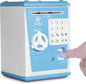Toy Safe Box, Electronic ATM Piggy Bank, Money Coin Savings Bank, Finger Print Scanner Lock, Great Gift for Children Kids (Blue/White)