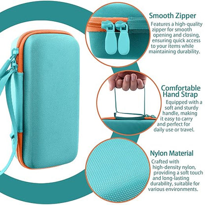 co2CREA Hard Case for 3Doodler Start+ Essentials (2024) 3D Pen Set - Storage Organizer with Custom Slots for Art Activity Set, Printing Filament Refill and USB Charger, Mint Green Case + Orange Zipper