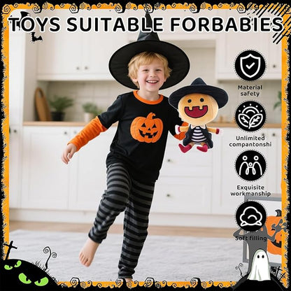 Sew Butiful Halloween Stuff Doll Cute Plushie Stuffed Yellow Pumpkin Boy Toy Gift for Kids, Girls, Children