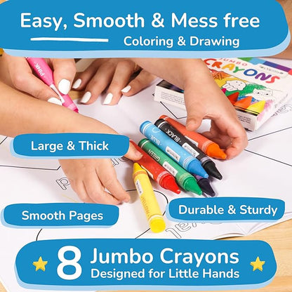 TOYVENTIVE Toddler Coloring Books & Crayons, Toys & Birthday Gifts for 1+,2,3,4 Years Old Girls, Toddlers & Preschoolers Ages One,Two,Three,Four year olds