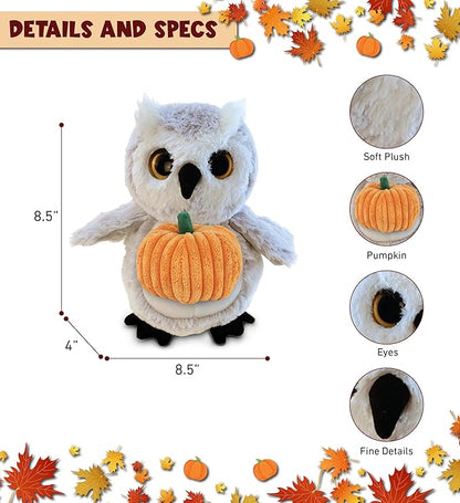 DolliBu Super Soft Owl Stuffed Animal with Pumpkin Decor and Name Personalization - Plush Animal for Fall, Halloween and Thanksgiving for Baby, Kids, Adults - 8.5 Inches