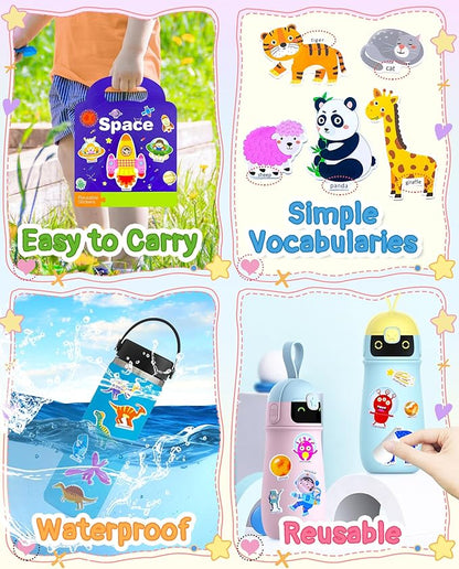 Benresive Reusable Sticker Book for Toddlers 2-4 Years, 3 Sets Travel Stickers for Kids, Waterproof Sticker Books for Toddlers 1-3, Crafts Activities for Todddlers 1-3 2-4 3-5