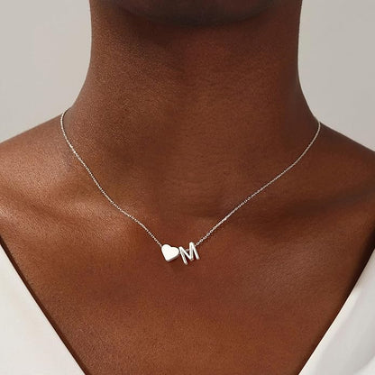 Turandoss Heart Initial Necklace for Women Teen Girls - 18K Gold Plated Letter A-Z Pendant Necklace Dainty Heart Necklaces Tiny Initial Necklaces Birthday Gifts for Women Jewelry