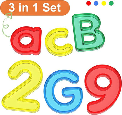 Light Table Toys 66 Pcs Translucent Capital and Lowercase Letters and Numbers,Light Table Manipulatives and Accessories for Kids