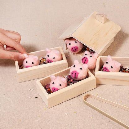 Sorting Stacking Wooden Toys for Toddlers, Montessori Pig Toy Toddler Sensory Bin Tool Toys, Wood Farm Toy House Fine Motor Skill Early Learning Preschool Educational Gift for Kids