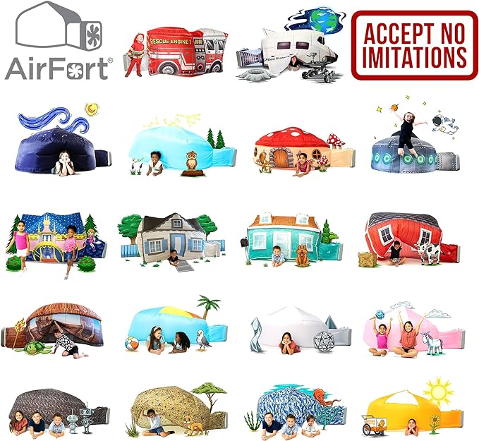 The Original Patented AirFort - Build A Fort in 30 Seconds, Inflatable Fort for Kids, Play Tent for 3-14 Years, A Playhouse Where Imagination Runs Wild, Fan not Included (Mod About Gray)