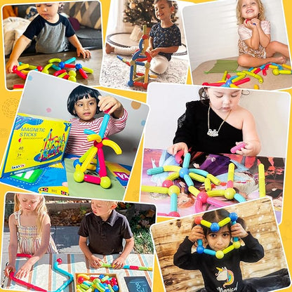 Magnet Toys for 3 Year Old Boys & Girls, Montessori Toys for Toddlers Kids, Magnetic Blocks Building DIY Learning Educational Toys Gift- Starter Set