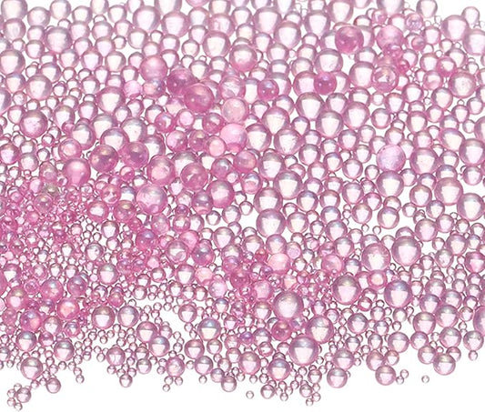 Iridescent Glass Tiny Bubble Beads, 0.4-3mm 10g No Hole Micro Mini Round Purple Pink Water Droplets Beads - Applications: for Resin Filler, Nail Art, Dollhouse Bath Tub