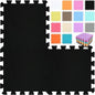 qqpp EVA Rubber 18 Tiles Interlocking Puzzle Foam Floor Mats - Baby Play Mat for Playing | Exercise Mat for Home Workout. Black. QC-Db18N