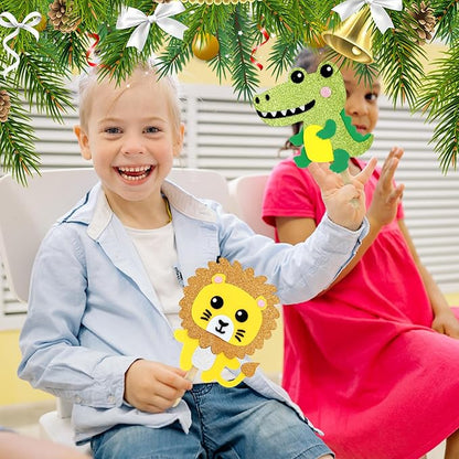 VKPI Make 6 Popstick Puppets Craft Kits for Kids, Foam Art Crafts Gift, Story Time Toys for Ages 4+ Toddler, Cloud, Animals, Preschool Projects Game Crafts, Birthday Party Favor Supplies