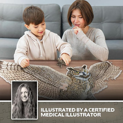 Owl Animal Anatomy Floor Puzzle | 100-Piece Double Sided Jigsaw Puzzle | Large-Sized, Over 3 Feet Scientifically Accurate Illustration - Fun and Educational Toy for Kids, Toddlers and Families