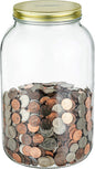 Mason Large Coin Bank with Slotted Gold Lid - Holds Up to $3,000 in Quarters - 1 Gallon Glass Money Jar for Piggy Bank, Tips, Raffle Tickets & Donations - Made in USA