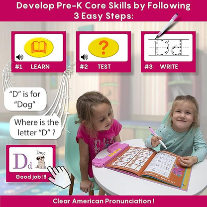 Curious 2 Learn ABC Learning for Toddlers, Busy Book, Speech Therapy, Alphabet Sound Book, Preschool Learning Activities, Letter Tracing, English & Spanish, Educational Toys - Age 3+ Girls / Boys