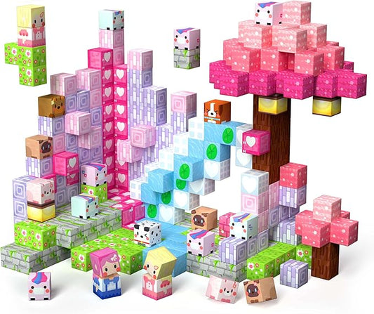 GobiDex 100PCS Christmas Magnetic Building Blocks for Girls — Upgraded STEM Box Set, Educational Sensory Princess Toys for Kids