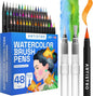 ARTISTRO 48 Watercolor Markers with Flexible Paint Brush Pens for Pros & Beginners - Consistent, Smooth, Bright, Washable, Non-Toxic, Ideal for Coloring, Calligraphy, & Manga