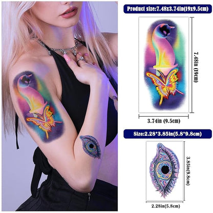 Cosmic Space Temporary Tattoos for Adults and Kids, 77 Sheets Colorful Astronaut Planet Galaxy Fantasy Art Designs Fake Tattoo for Men and Women