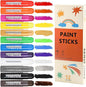 12 Colors Tempera Paint Sticks, No Mess, Quick-Drying & Non-Toxic Art Supplies, Easy-Grip for Toddlers and Kids, Works Great on Paper, Wood, Glass, Canvas, Gifts for Drawing on Various Objects