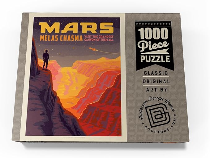 MyPuzzle Mars: Melas Chasma, Vintage Poster - Premium 1000 Piece Jigsaw Puzzle for Adults