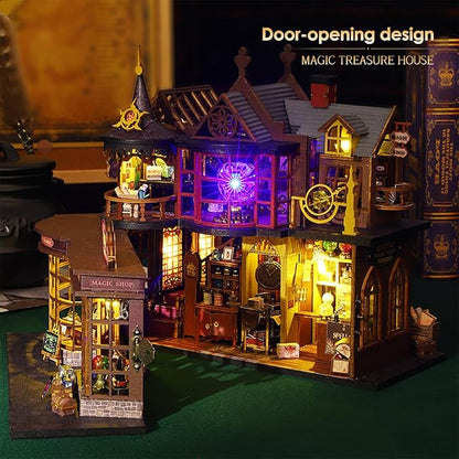 Miniature House Kit, Tiny House Kit with Light, DIY Mini House Building Kits for Adults to Building, Unique Gift for Birthday Christmas, Treasure House