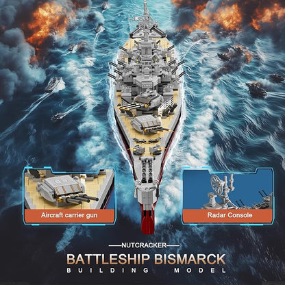 NUTCRACKER Battleship Bismarck Building Set for Adult, Large MOC Military World Missouri Battle Ship Model, Display Battleship Toy Building Set, Christmas Birthday Gift for Men Teens Boy (2228 Pieces)