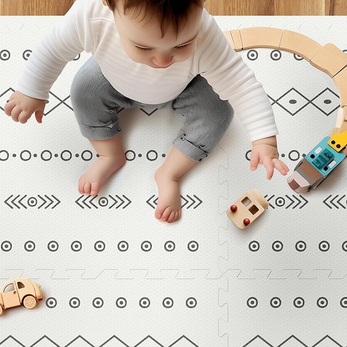Baby Foam Play Mat, PIGLOG 72x48 Baby Crawling Mat, Floor Mats for Kids for Infants with Interlocking Floor Tiles, Toddler Playmats for Indoor and Outdoor, Easy to Clean Playroom Mats, Bohemia
