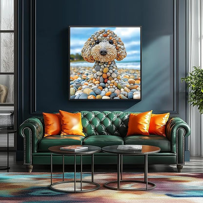 500 Piece Jigsaw Puzzles for Adults - Beach Stone Dog Animal Art Puzzle for Adults Challenging Fun Family Includes Poster & Dust-Free Pieces for Puzzle Lovers Premium （23"x15"）