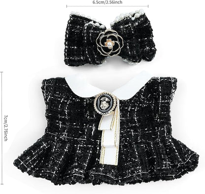 17cm Doll Clothes Set-Adorable Outfits for Dolls-Stylish Accessaries Clothes Dress-Up-Replaceable Clothing Collections, Includes Hat, Top, Skirt(Black-Style D)