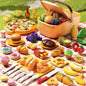 Pretend Play Food for Kids, Cutting Toy Food Set with Picnic Basket, Play Kitchen Accessories, Food Toys with Veggies, Fruits, Pizza Toy for Boys Girls Gift