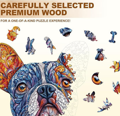Wooden Puzzles for Adults,Bulldog Shaped Unique Wooden Jigsaw Puzzles, Creative Ghristmas Gift for Teenagers and Adults.(11.4X 11.1 in 180pcs)