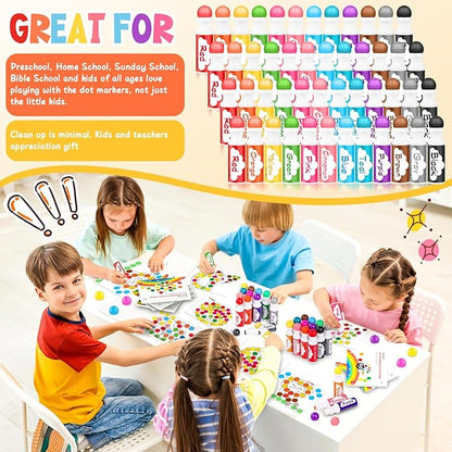 Soucolor 96-Pack Washable Dot Markers for Kids & Toddlers | 8 Vibrant Colors | Non-Toxic Bingo Daubers | Preschool Arts & Crafts, Classroom Supplies | Paint Dabbers for Endless Creative Fun