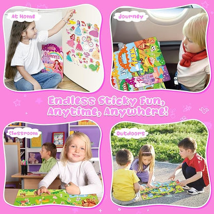 Sticker Books for Toddlers 2-4 Years, 5 Sets Reusable Sticker Books for Toddlers 1-3, Jelly Toddler Stickers Travel Toys for Ages 2+ Kids Boys Girls Halloween Birthday Christmas