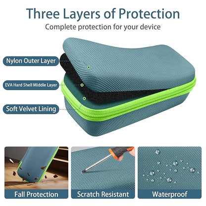 co2CREA Hard Case for 3Doodler Start+ Essentials (2024) 3D Pen Set - Storage Organizer with Custom Slots for Art Activity Set, Printing Filament Refill and USB Charger, Light Blue Case + Green Zipper