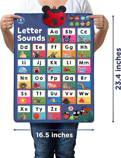 LEARNING BUGS Press to Learn Phonics, Interactive Letters and Sounds Talking Poster, Preschool & Kindergarten Learn to Read, Ages 3+
