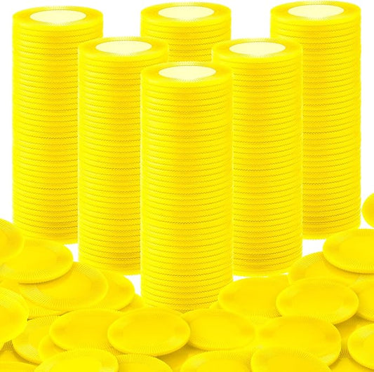 Coopay 600 Pieces Plastic Poker Chips Bingo Chip Bulk Learning Counters Disks Poker Card Game Counting Markers for Math Practice, Game Tokens and Teaching Rewards, 38 mm/ 1.5 Inches (Yellow)