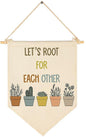 Classroom Canvas Banner Decor-Positive Affirmations Green Wall Flag Decor-Greenery Plant Classroom-Let's Root for Each Other-Nature Education Wall Art Hanging Pennant