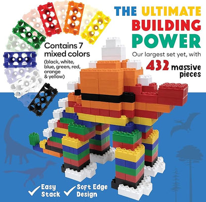 BiggoBlocks Large Building Blocks for Kids Ages 3-8 – 432 Piece Mega Set – Indoor & Outdoor STEM Toy for Boys & Girls