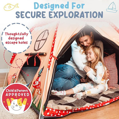 Blackout Sensory Tent for Kids with Autism - 51"x 51"x 40" Calming Corner, Easy to Assemble & Durable with Clear Phone Pocket and Mesh Storage – Ideal for SPD, ADHD & Autistic Children Mushroom Tent