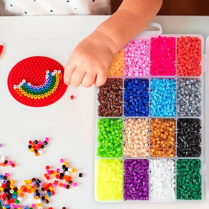 Darice Fuse Beads Kit - 10,000 pcs, 5mm Iron Bead 16 Colors with Storage Case, Non-Toxic Art and Craft Melty Beads for Kids in 16 Colors for DIY Projects & Perler Art, Ages 6+